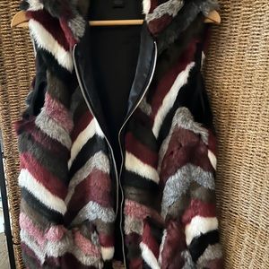 Faux Fur vest Jacket with Hood